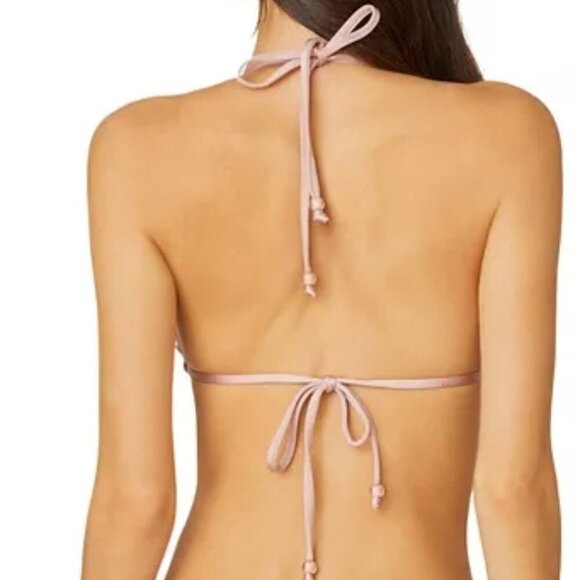 Shoshanna Sequin Halter Neck Triangle Bikini Top Bra Size X-Large Light Pink - Picture 2 of 3